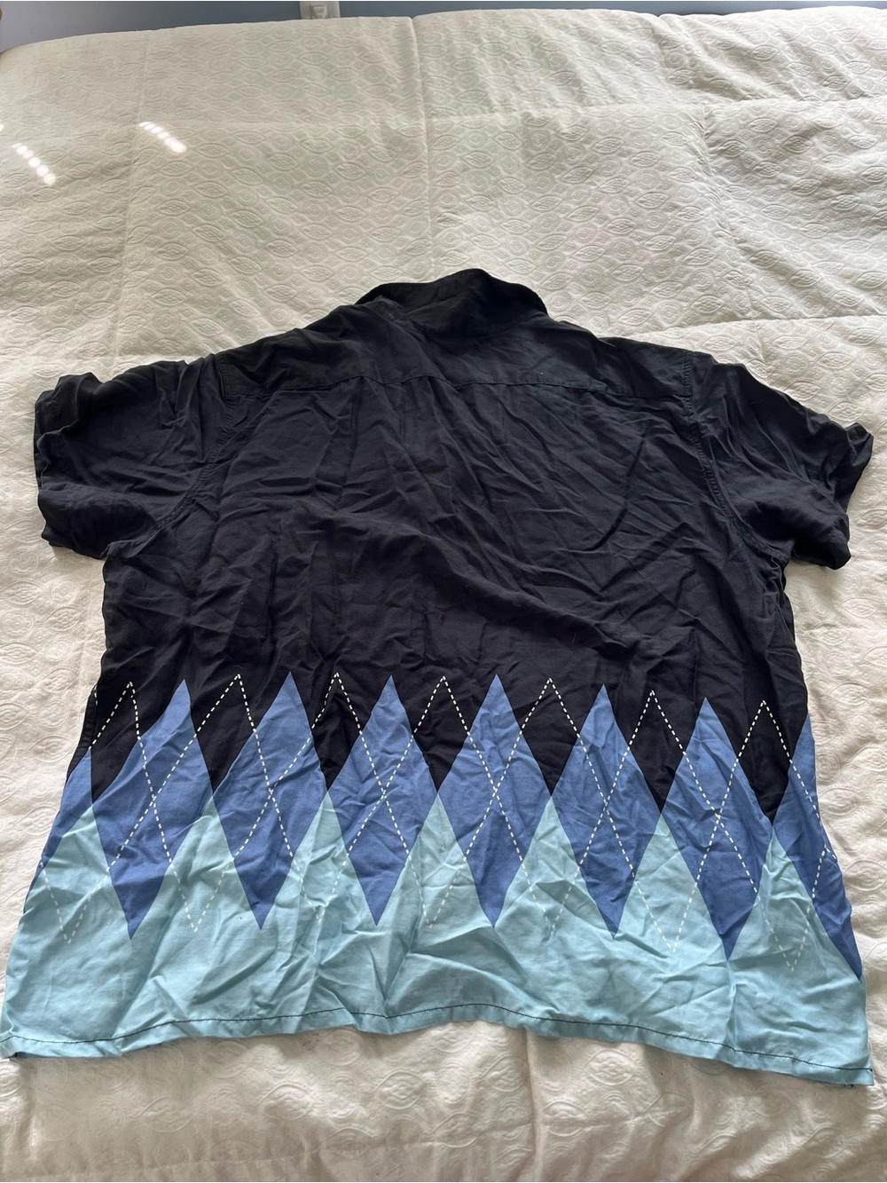 Levi’s Men's Black Argyle Pattern Short Sleeve button down Shirt size XXL